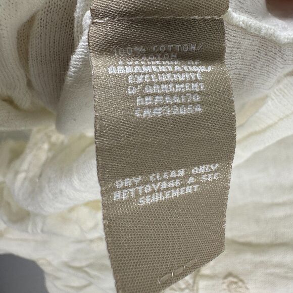 Knitted and Knotted Cream Embroidered Tunic Blouse Women's Size Small - Picture 2 of 6